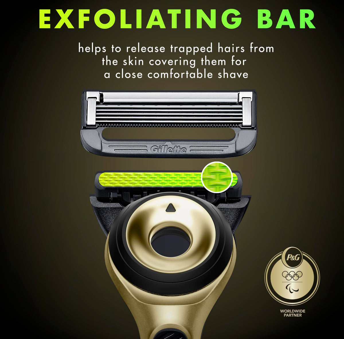 Gillette Labs razor handle with exfoliating bar close-up