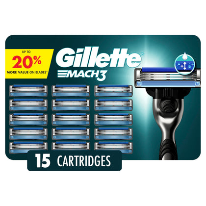 Gillette Mach3 Men's Razor Blades 15 Refills front view