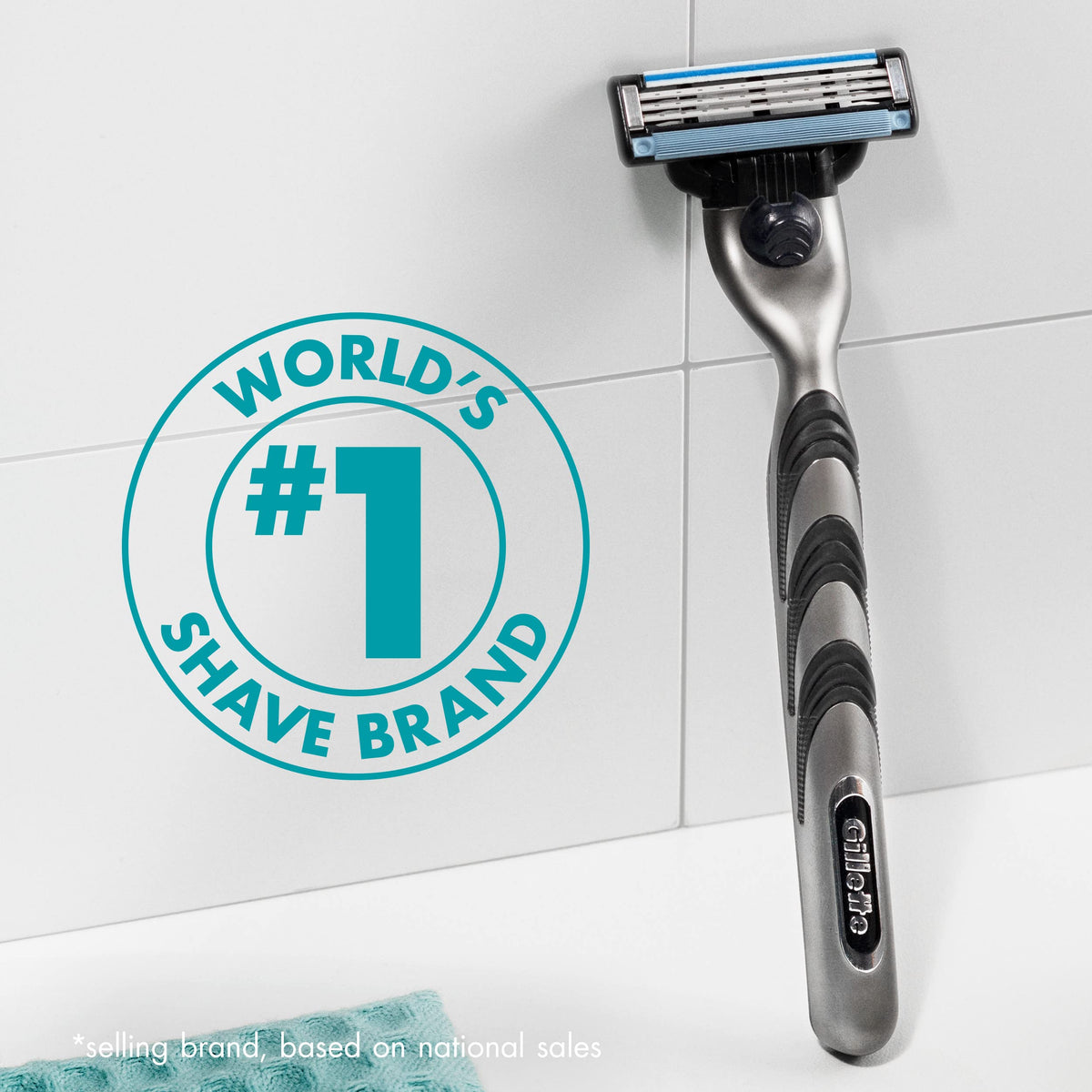 Gillette Mach3 razor blade in use on skin