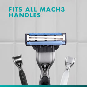 Gillette Mach3 Razor blades next to Gillette Series Shaving Gel