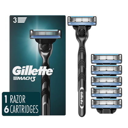Gillette Mach3 Razor for Men with 6 Blade Refills front view