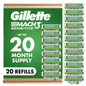Gillette Mach3 Sensitive Men's Shaving Razor Blade Refills 20 Count front view