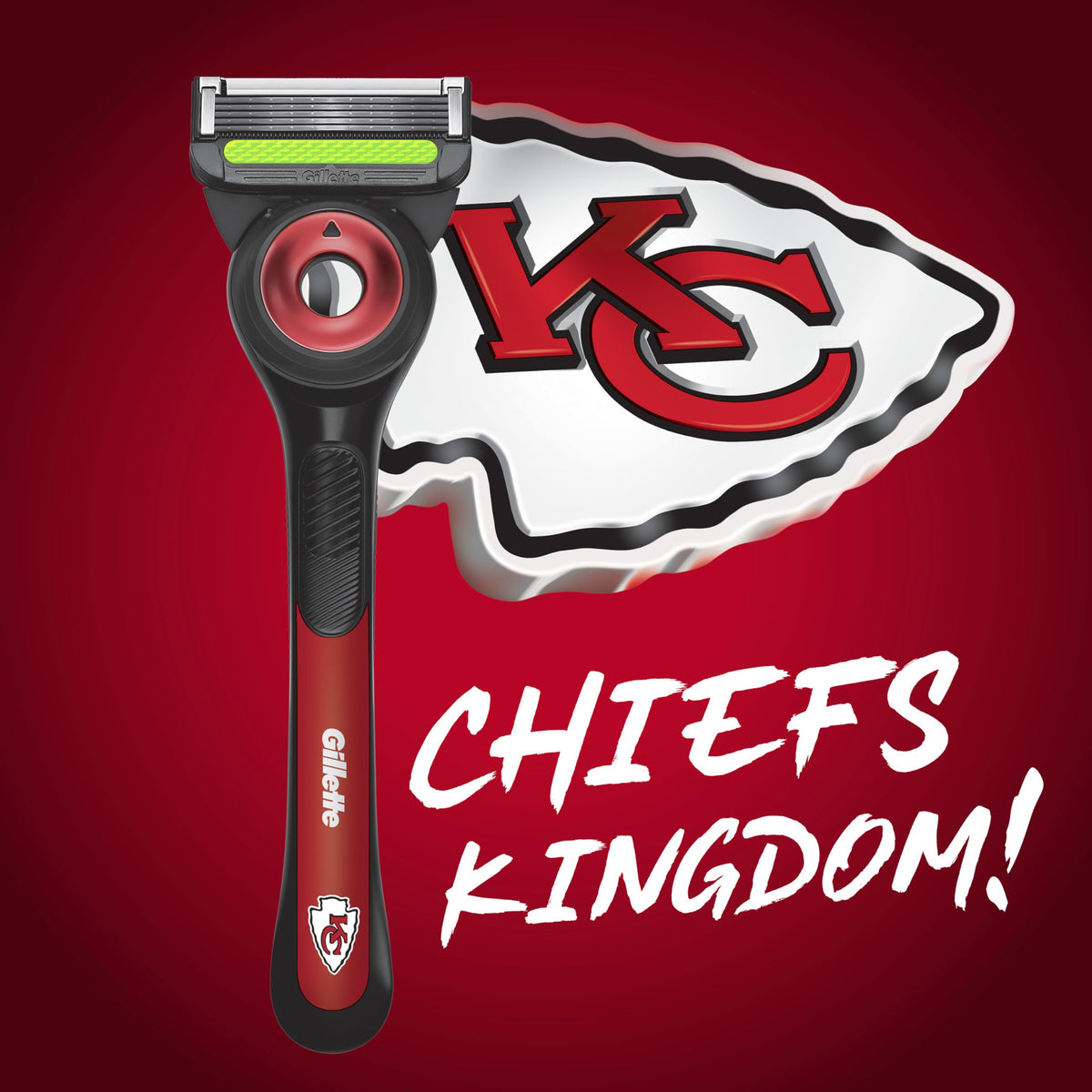Gillette NFL Chiefs Edition Shaving Razor side view showing blades
