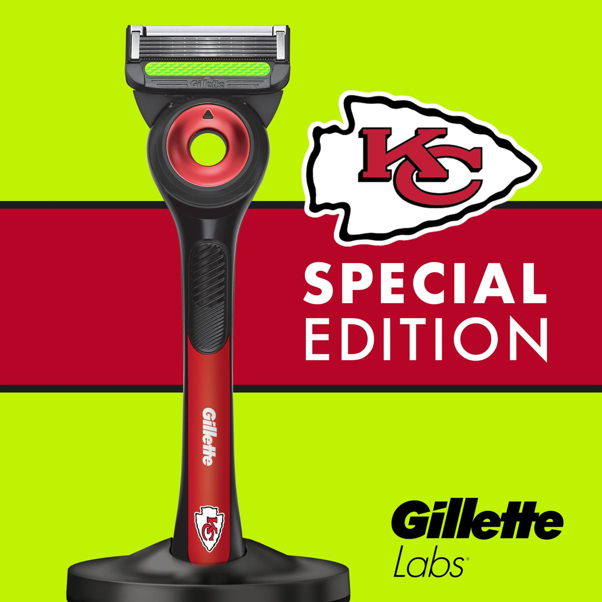 Gillette NFL Chiefs Edition Shaving Razor with blades and stand