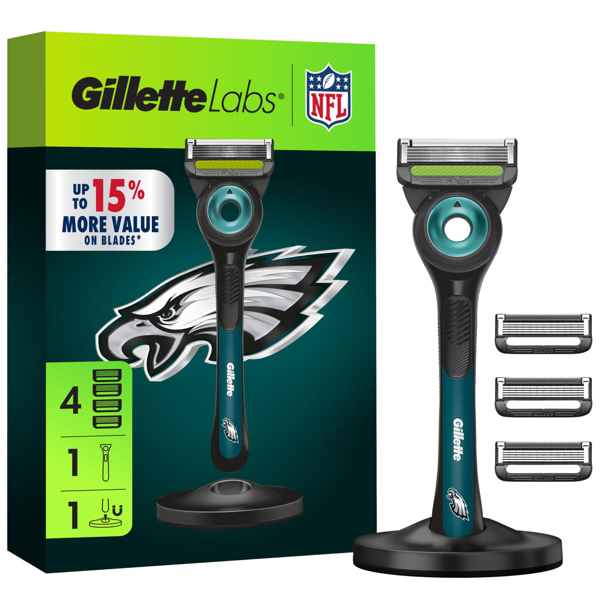 Gillette NFL Eagles Edition Shaving Razor with magnetic stand