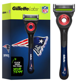 Gillette NFL Patriots Edition Shaving Razor front view with magnetic stand