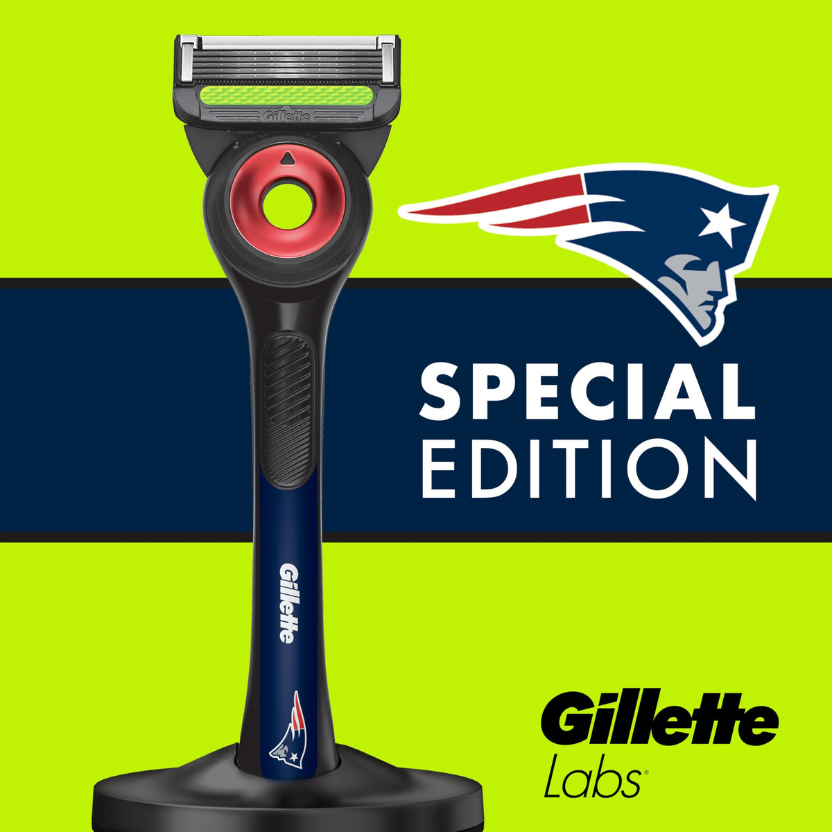 Gillette NFL Patriots Edition Shaving Razor with precision trimmer