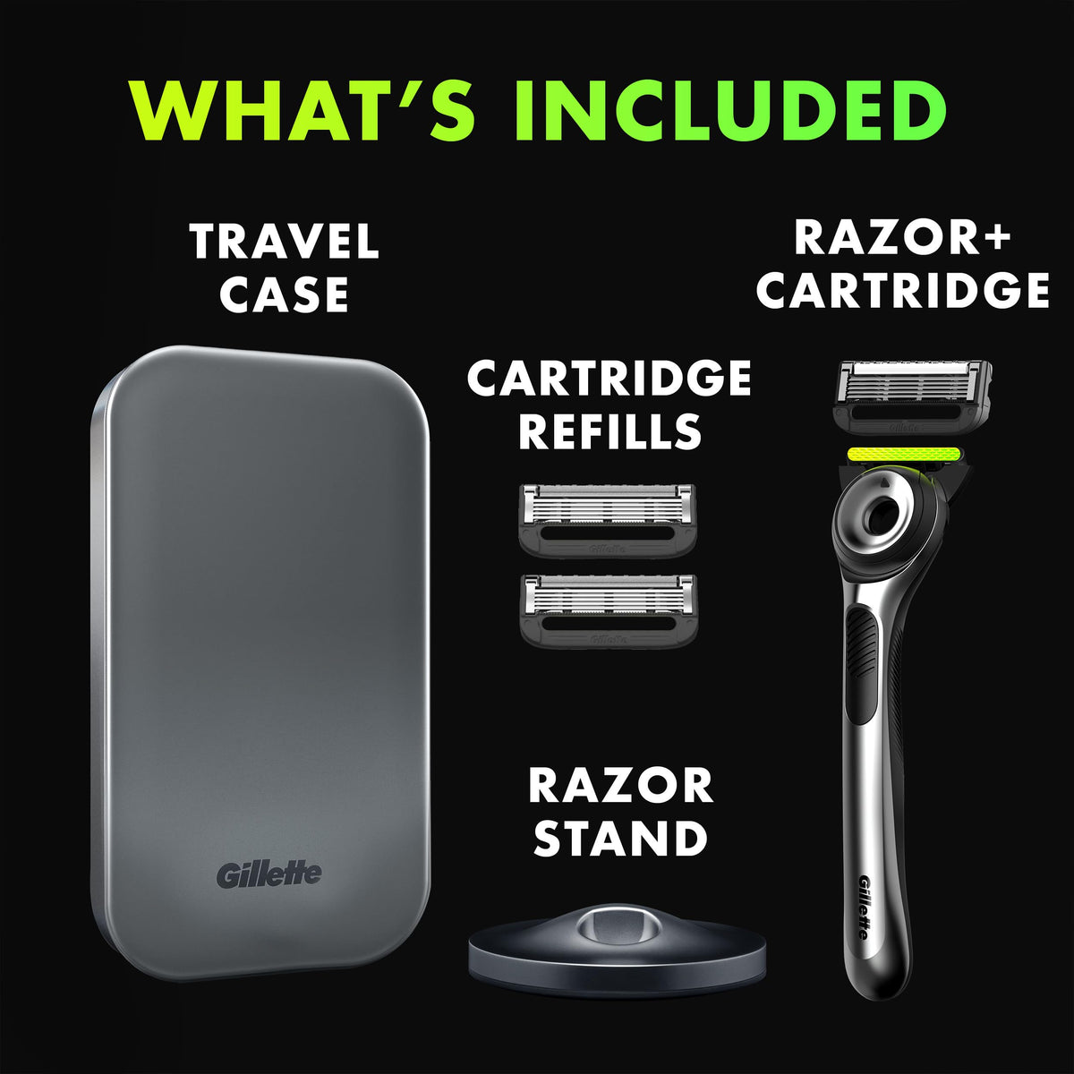 Gillette razor blade refills included in the kit