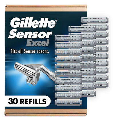 Gillette Sensor Excel Men's Razor Blade Refills 30 Count front view