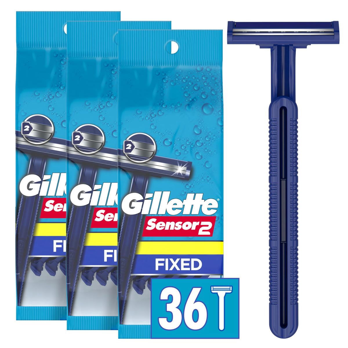 Gillette Sensor2 Men's Disposable Razor pack of 12 front view