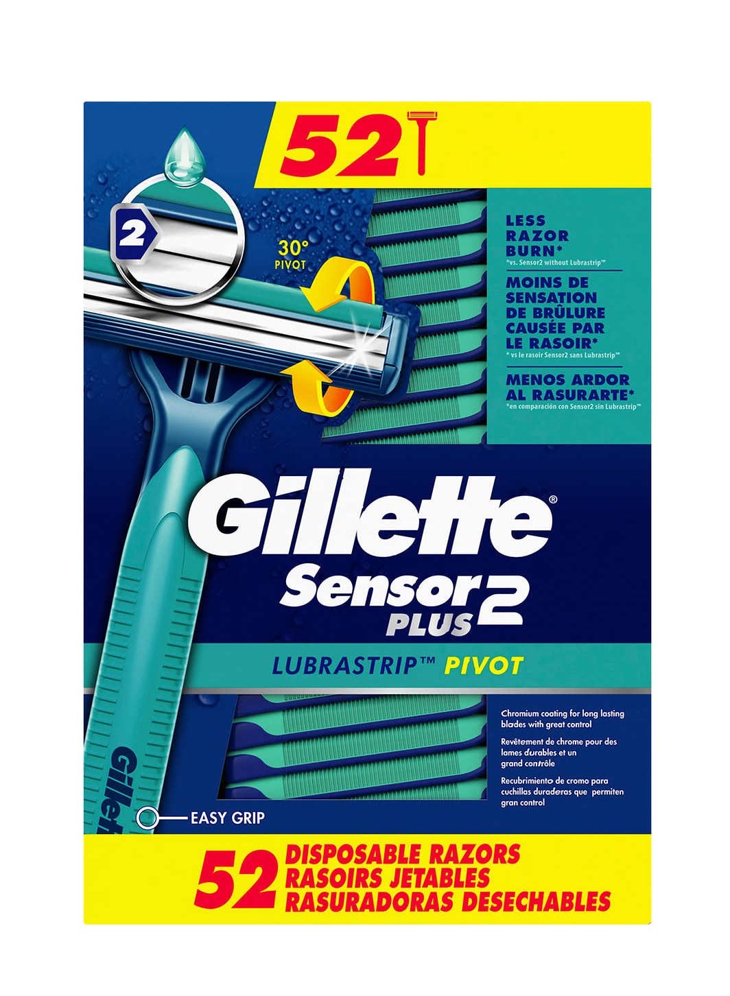 Gillette Sensor2 Plus Disposable Razor 52 Pack front view