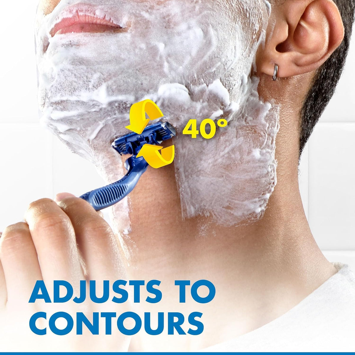 Gillette Sensor3 Comfort Disposable Razors in use during shaving