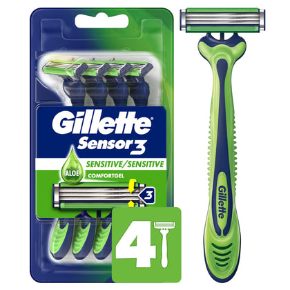 Gillette Sensor3 Sensitive Disposable Razor front view