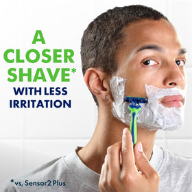 Gillette Sensor3 Sensitive Disposable Razors with anti-slip rubber handle