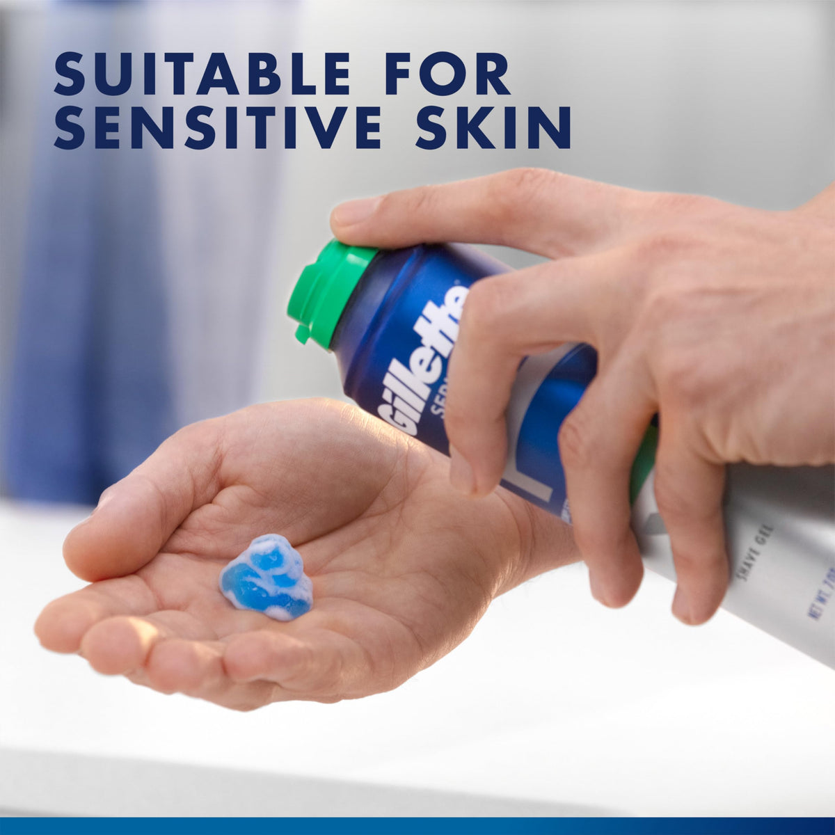 Gillette Series 3X Action Shave Gel application on wet skin