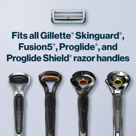 Gillette SkinGuard razor blade refills in a grooming kit