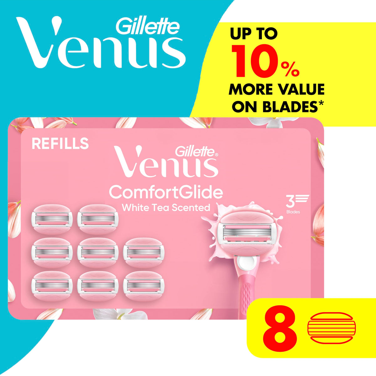 Gillette Venus ComfortGlide razor blades in a lifestyle setting