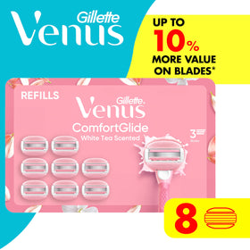 Gillette Venus ComfortGlide razor blades in a lifestyle setting