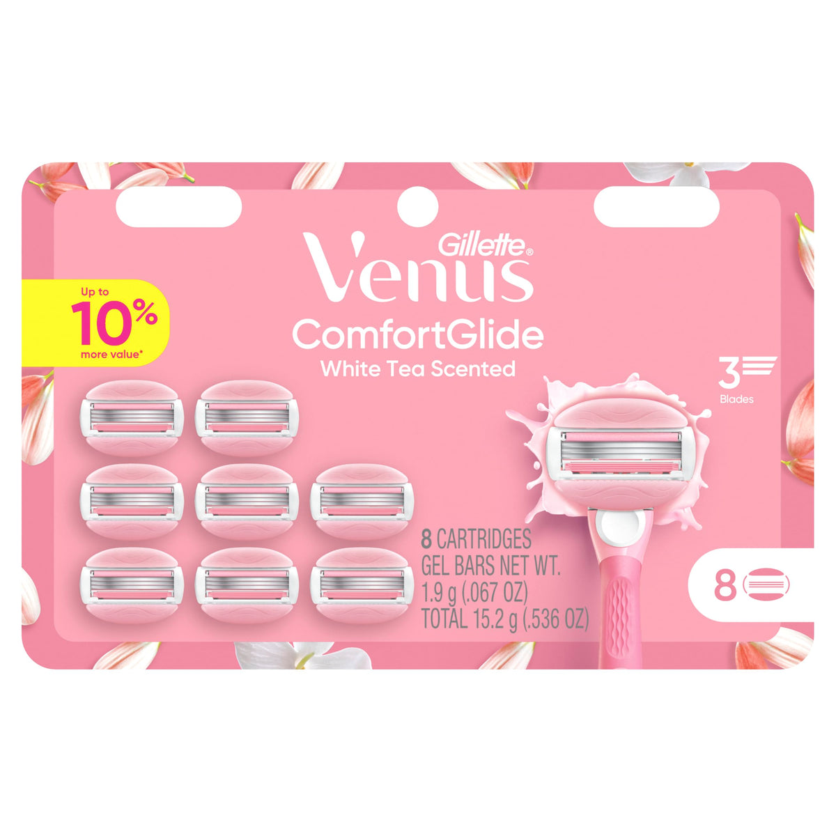 Gillette Venus ComfortGlide razor blades with white tea scent description