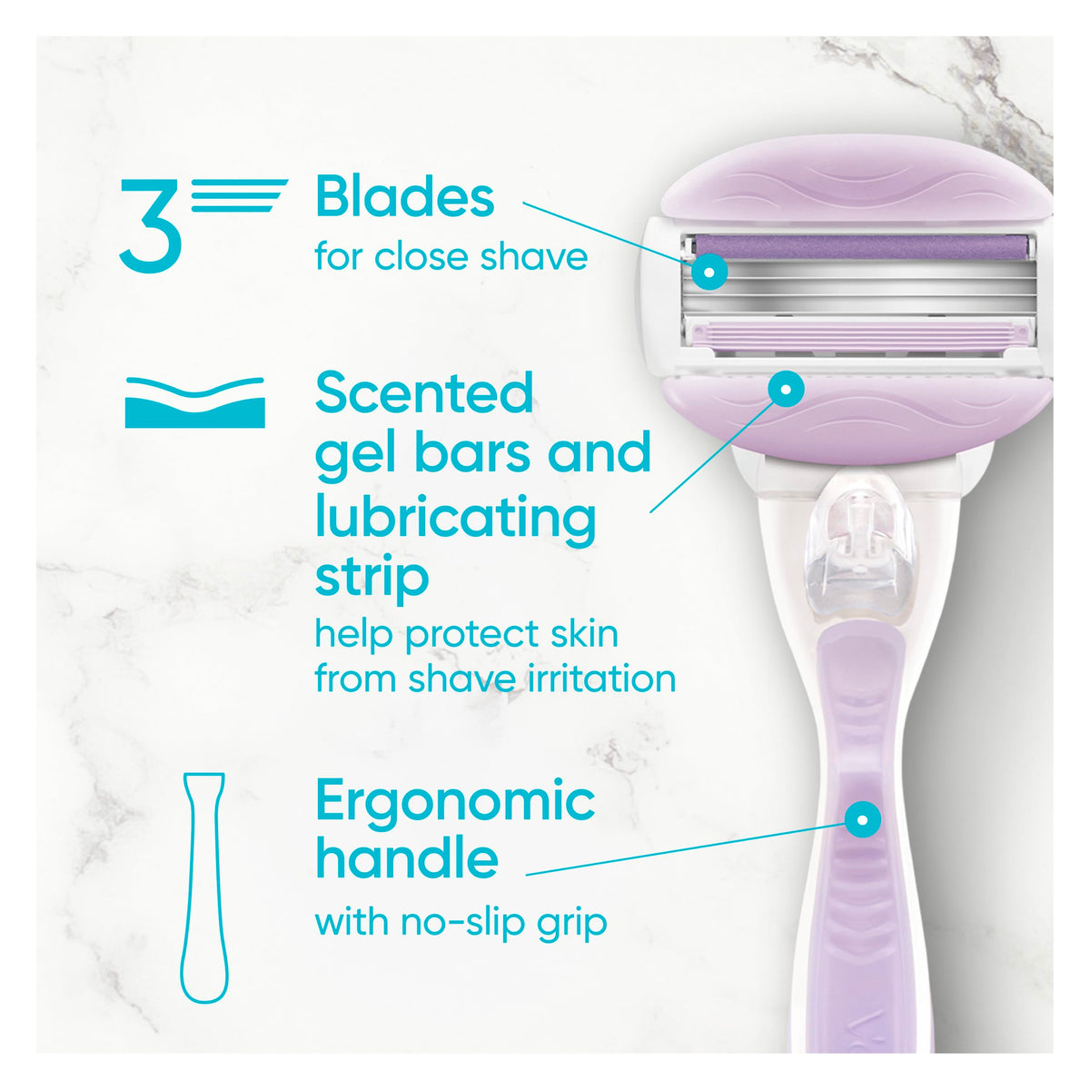 Gillette Venus ComfortGlide Razor handle and 2 refills