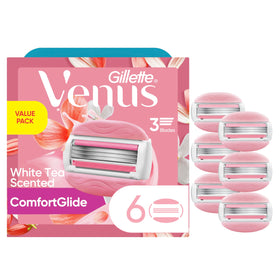 Gillette Venus ComfortGlide White Tea Razor Blades 6 Count front view