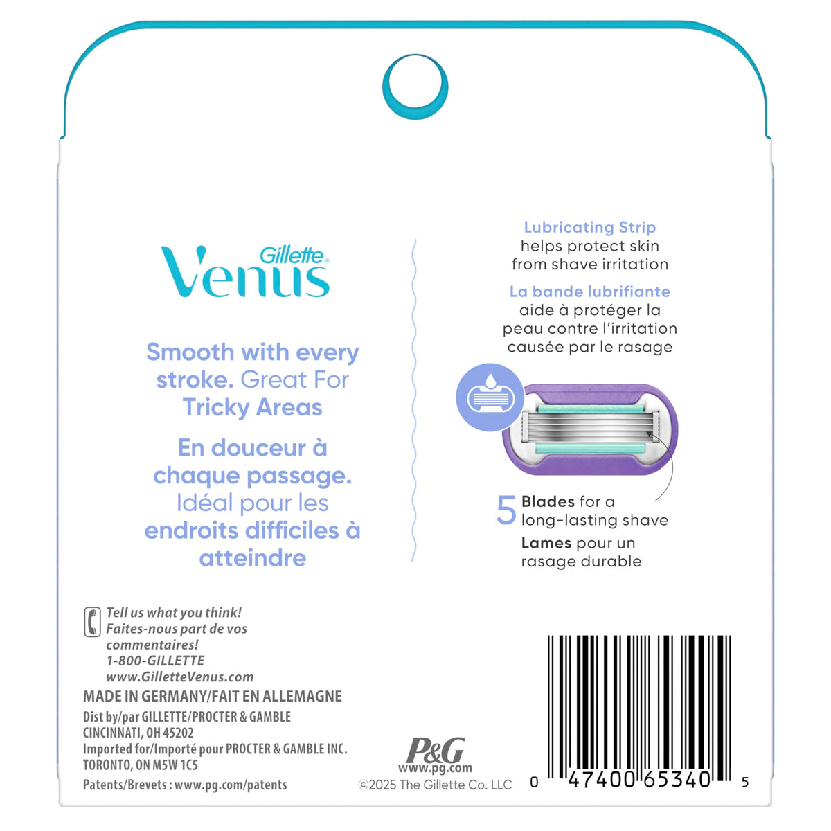 Gillette Venus Deluxe Smooth Swirl razor blade refills 6 Count displayed on a shelf