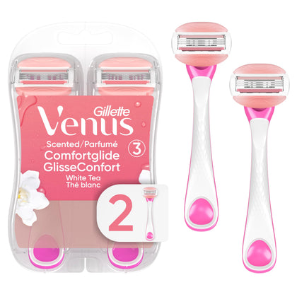 Gillette Venus Disposable Razors 2 Count with white tea scent packaging