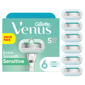 Gillette Venus Extra Smooth Sensitive Razor Blade Refills 6 Count packaging front view