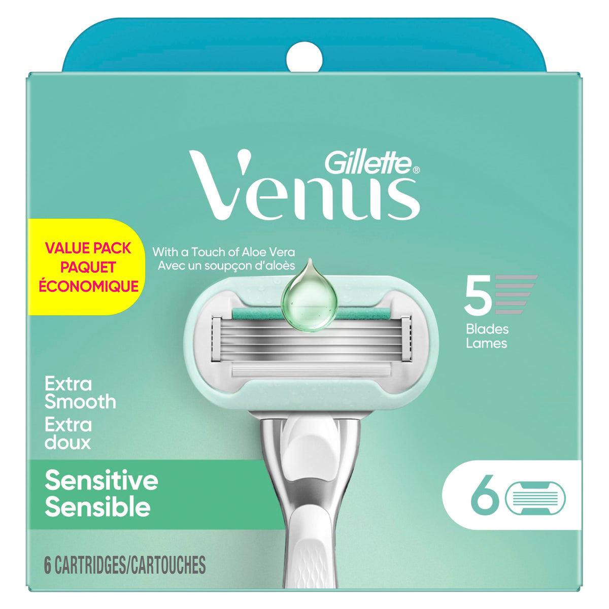 Gillette Venus Extra Smooth Sensitive Razor Blade Refills in a gift setting