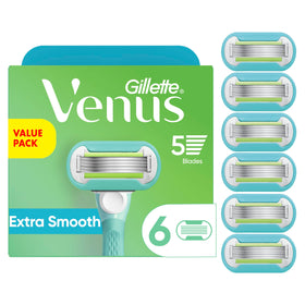 Gillette Venus Extra Smooth Women's Razor Blade Refills 6 Count front view