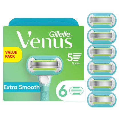 Gillette Venus Extra Smooth Women's Razor Blade Refills 6 Count front view