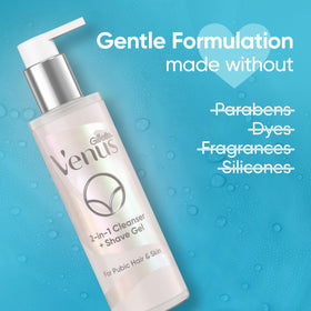 Gillette Venus Intimate Grooming Gel on a bathroom shelf