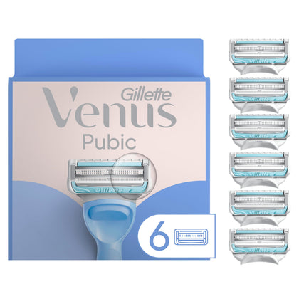 Gillette Venus Intimate Grooming Razor front view with 6 blade refills