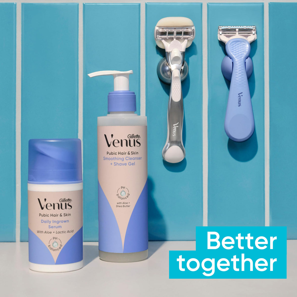 Gillette Venus Intimate Grooming Razor in a shower holder