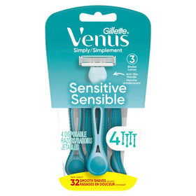 Gillette Venus Simply 3 Sensitive Disposable Razors packaging details