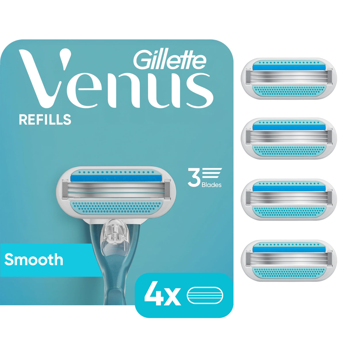 Gillette Venus Women's Original 3 Blade Razor Refills packaging front view