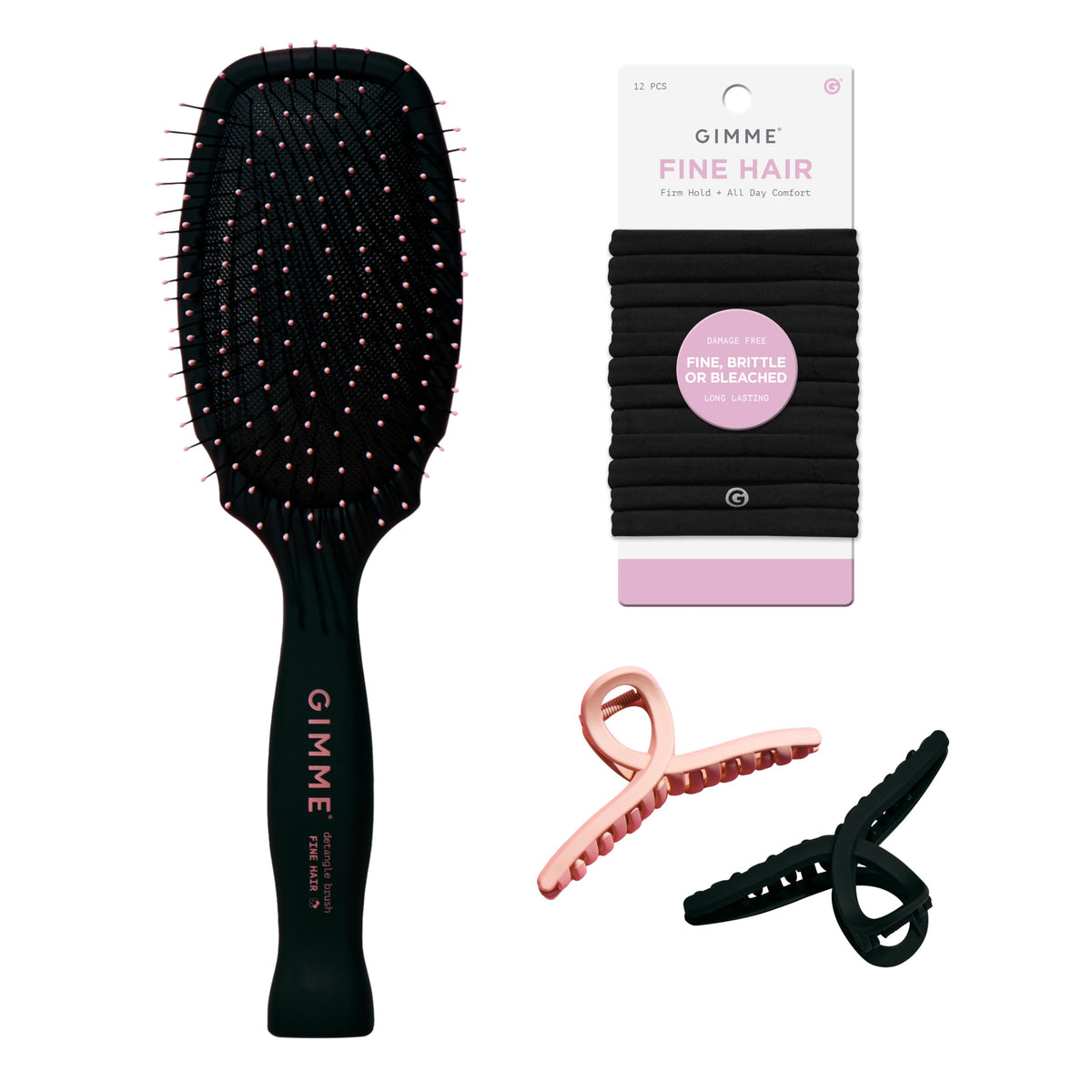 GIMME Fine Hair Elastic Bands black pack side view