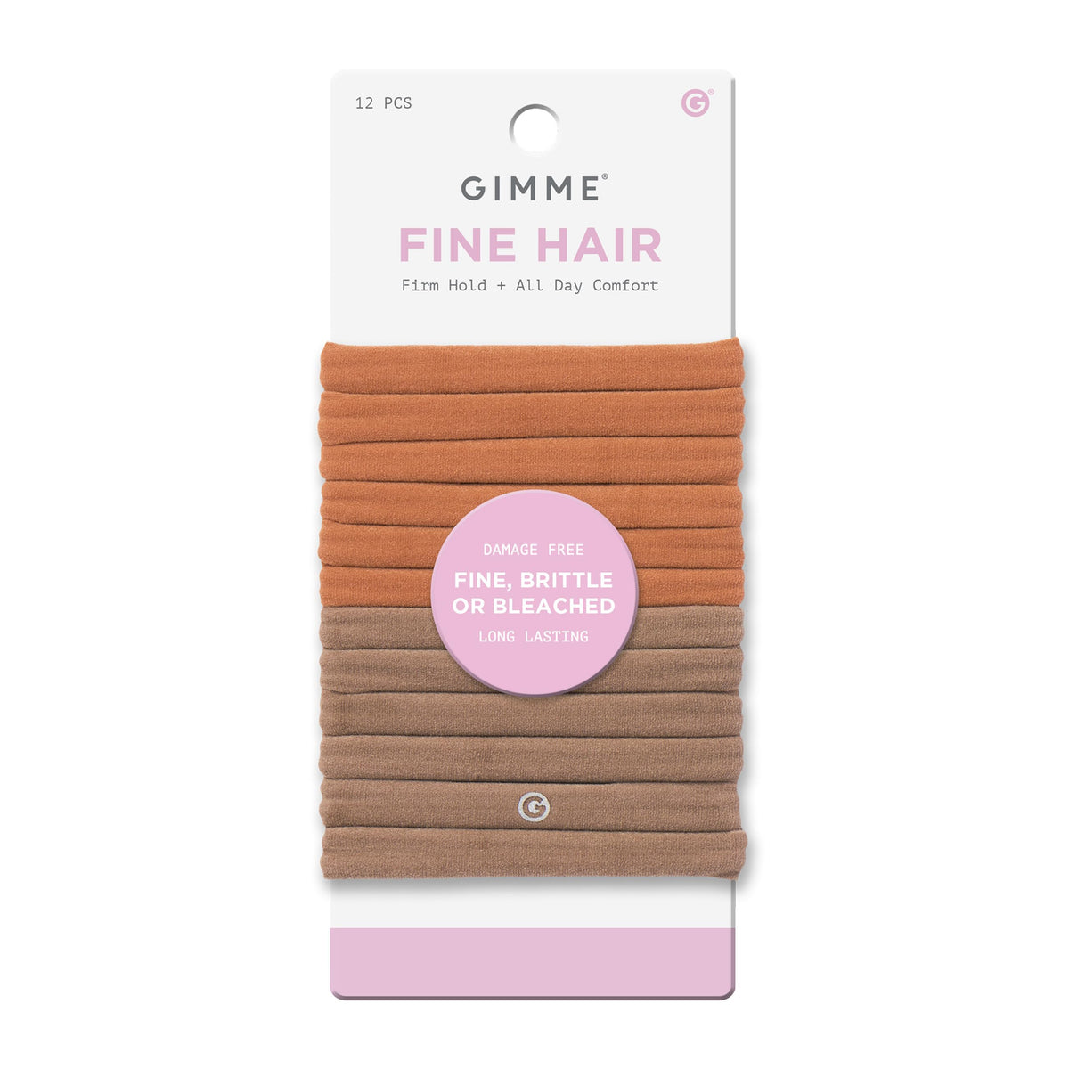 GIMME Fine Hair Elastic Bands brown/tan pack front view