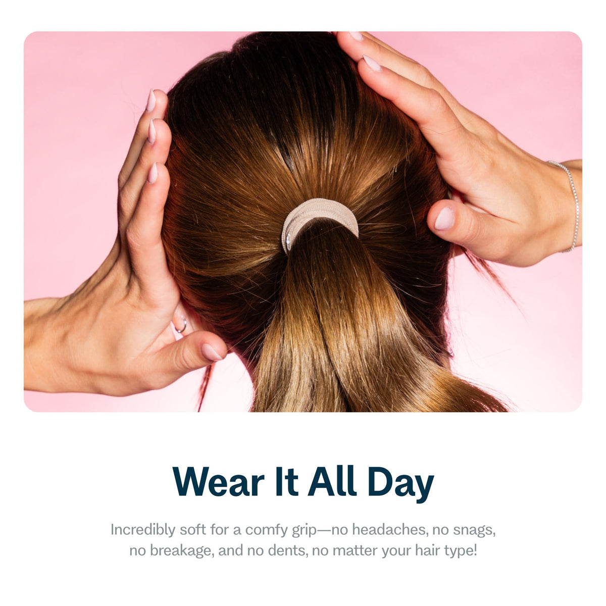 GIMME Fine Hair Elastic Bands displayed with hair styling tools