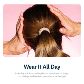 GIMME Fine Hair Elastic Bands displayed with hair styling tools
