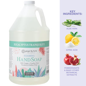 Ginger Lily Farms 1 gal Foaming Hand Soap Eucalyptus Tranquility label close-up