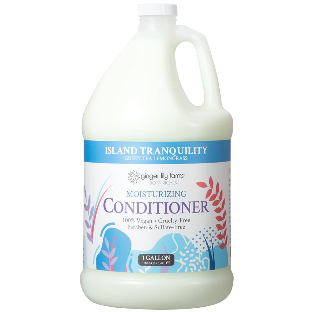Ginger Lily Farms 1 Gallon Conditioner front view with green tea and lemongrass scent