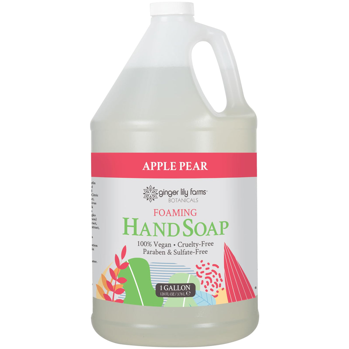 Ginger Lily Farms 1 gallon foaming hand soap in Apple Pear scent front view