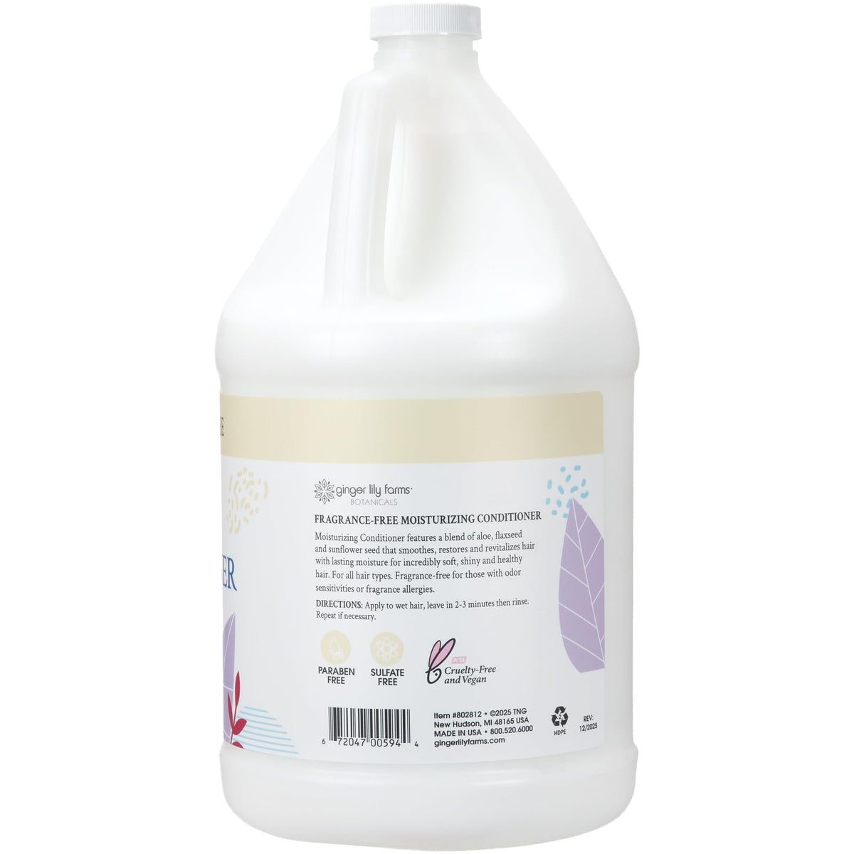 Ginger Lily Farms 1 gallon Moisturizing Conditioner back view