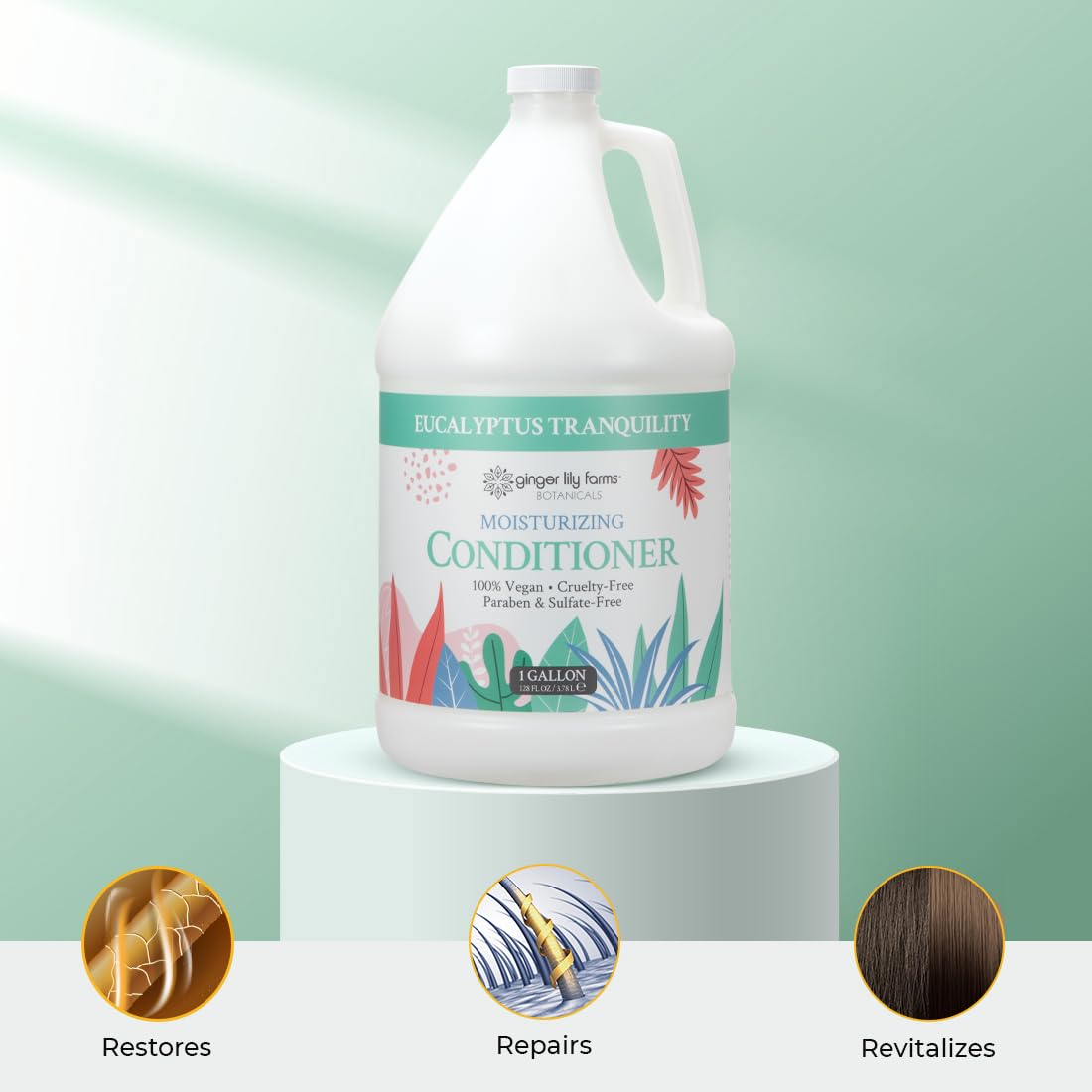 Ginger Lily Farms 1 gallon Moisturizing Conditioner Eucalyptus Tranquility with pump dispenser