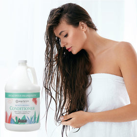Ginger Lily Farms 1 gallon Moisturizing Conditioner Eucalyptus Tranquility in a spa setting