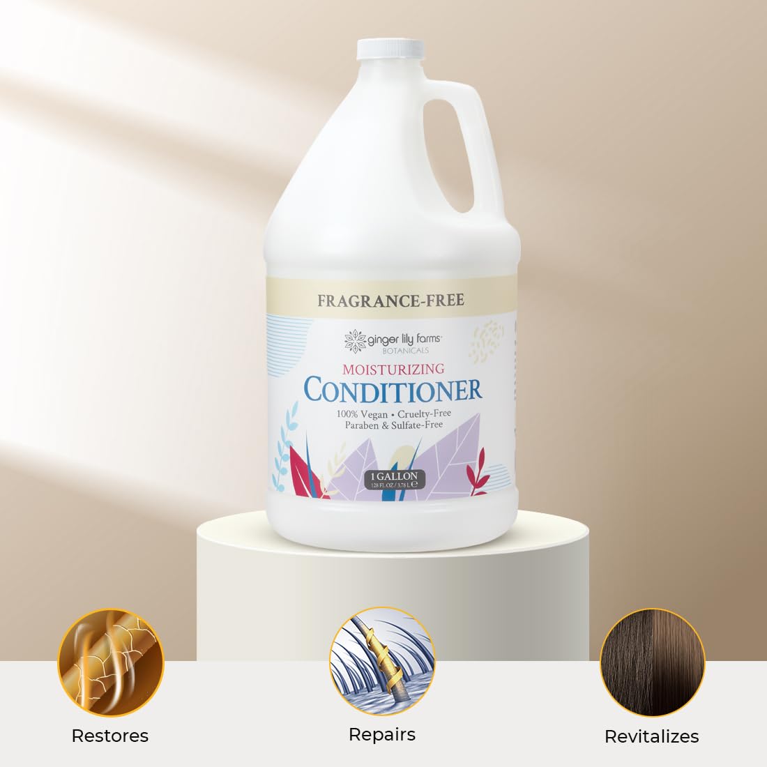 Ginger Lily Farms 1 gallon Moisturizing Conditioner in a bathroom setting