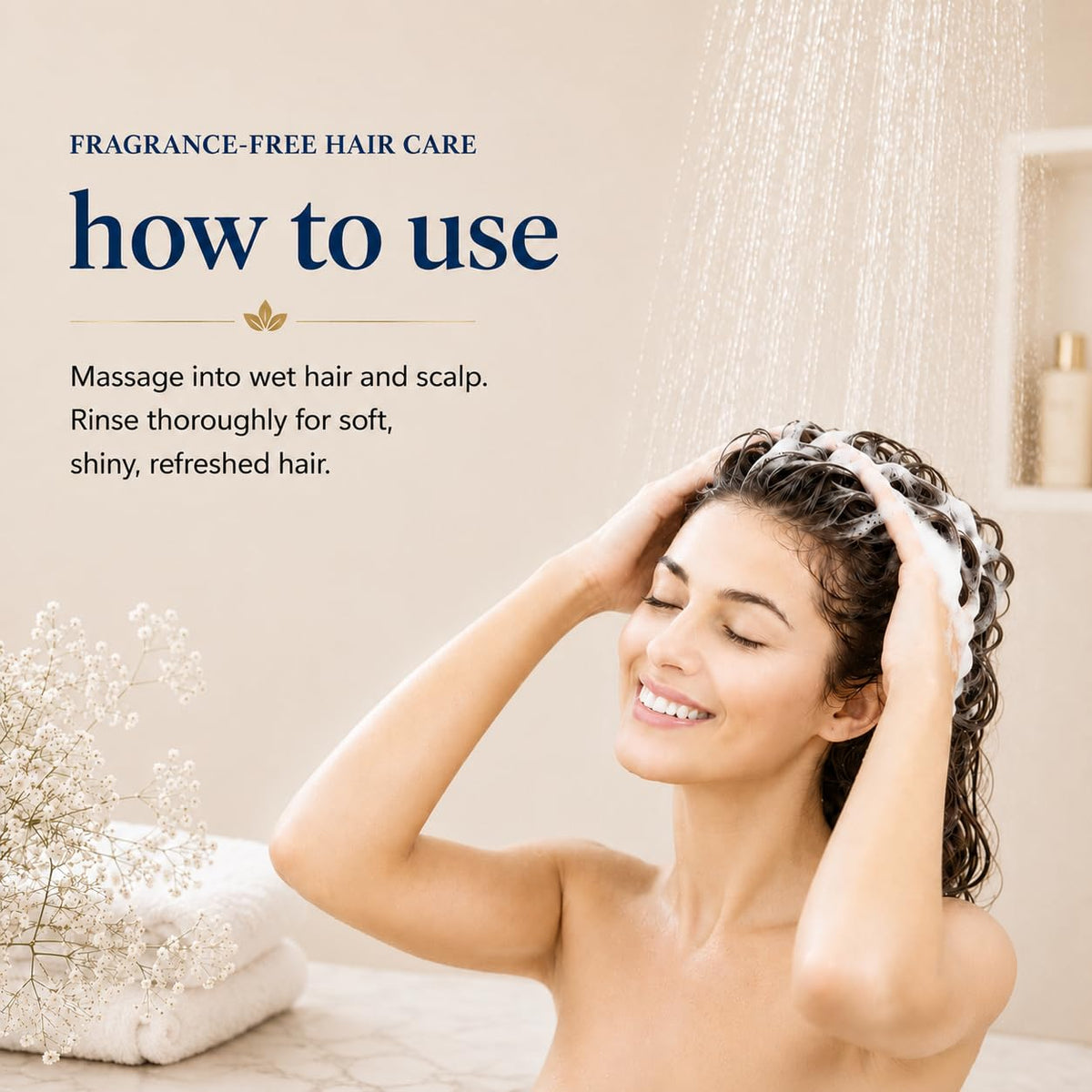 Ginger Lily Farms 1 Gallon Moisturizing Shampoo in a bathroom setting