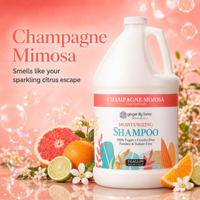 Ginger Lily Farms 1 gallon Moisturizing Shampoo label close-up