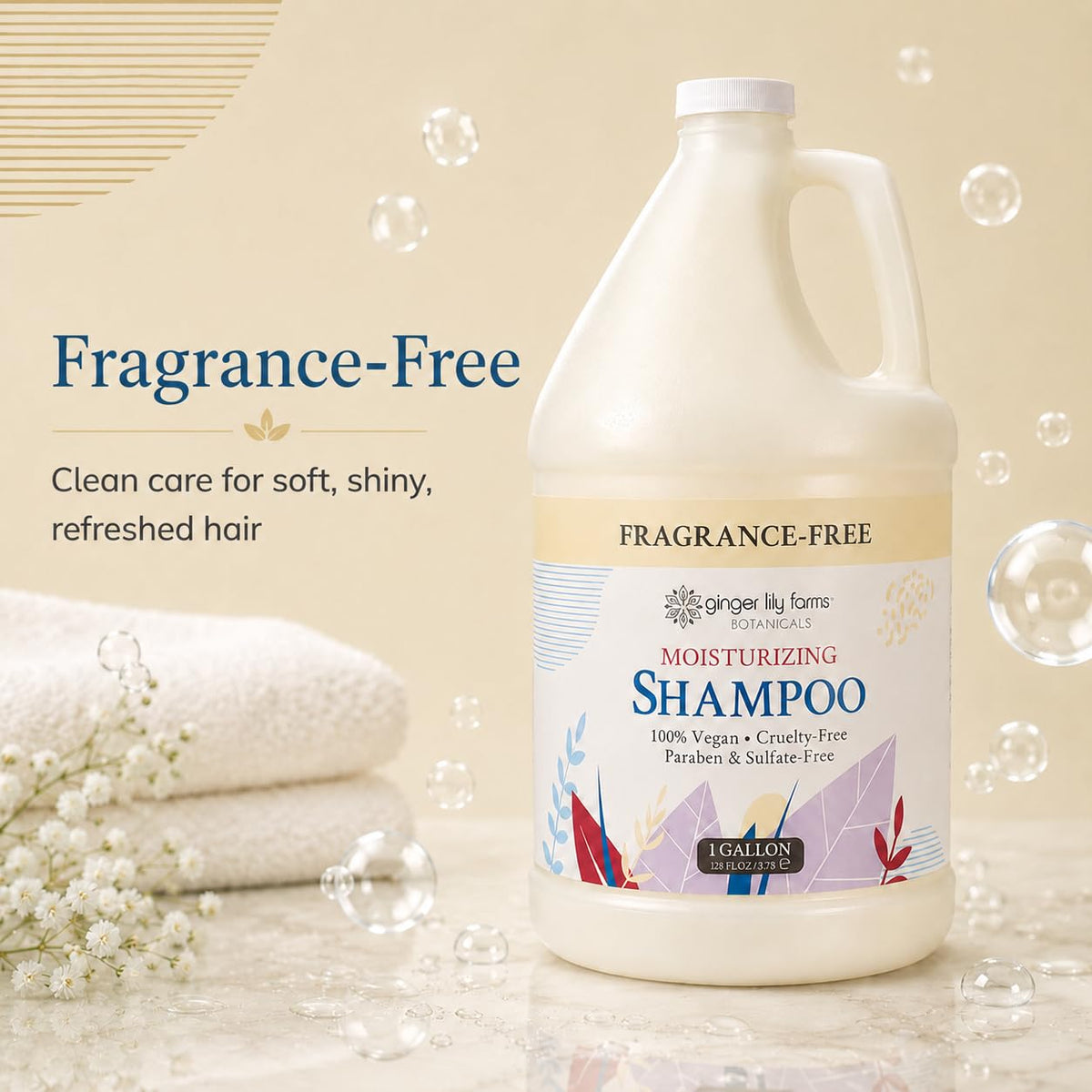 Ginger Lily Farms 1 Gallon Moisturizing Shampoo label details